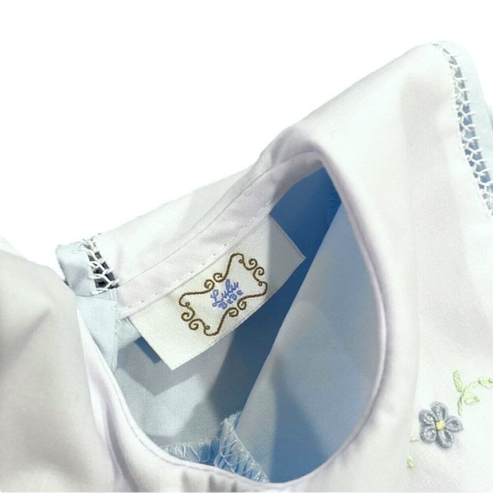 NEW Lulu Bebe 12m Blue Embroidered Collar Dress - Picture 5 of 6